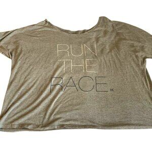 Run The Race Womens Gray Graphic T-Shirt XXL 50/50 Poly/Cotton Made In USA